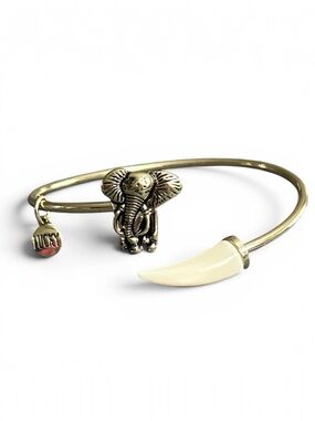 BANSRI Gold Elephant Bracelet Lucky Charm Tusk Boho Cuff Adjustable Boutique